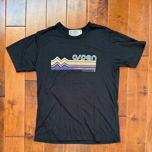 Roots Canada Aspen T-Shirt Men's Medium Black Vintage Retro Graphic Tee